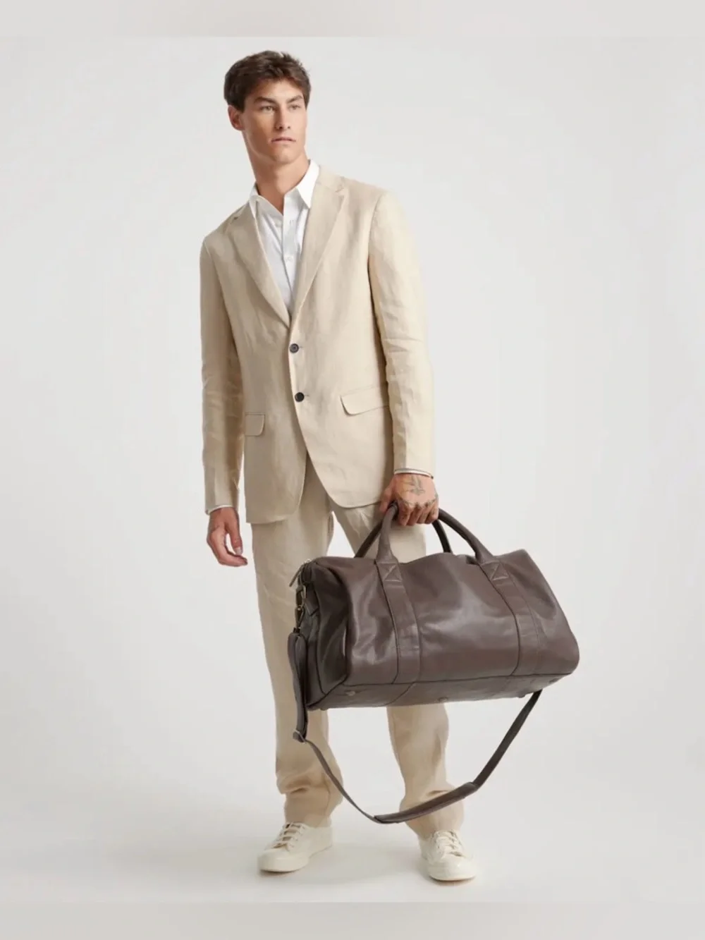 Quince Nappa Leather Duffle Bag Dark Brown New With Tags - Picture 4 of 14